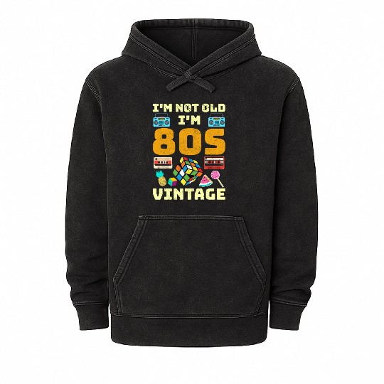 80s Vintage Vibes - Retro Design with Neon Colors Mineral Wash Hoodies