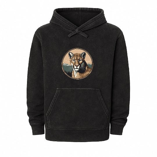 Mountain Lion Cougar Mineral Wash Hoodies