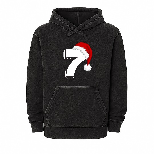 Lucky Number 7 - Christmas Numbering Seven Mineral Wash Hoodies