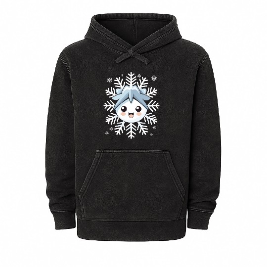 Cute Funny Snowflake Snow Winter Kawaii Gift Mineral Wash Hoodies