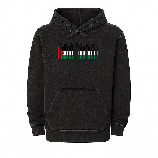 Made in Bethlehem Barcode Palestine Flag for Pales Mineral Wash Hoodies