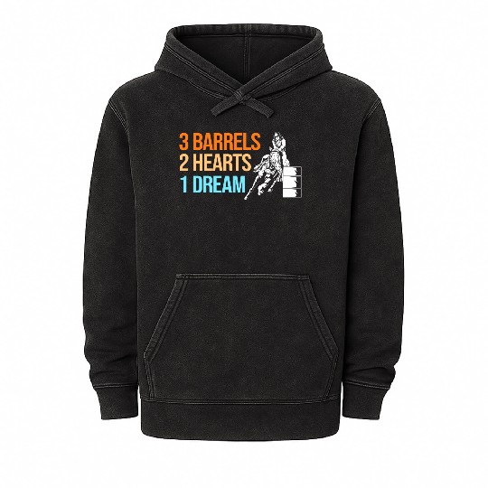 Barrel Racing Western 3 Barrels 2 Hearts 1 Dream Mineral Wash Hoodies