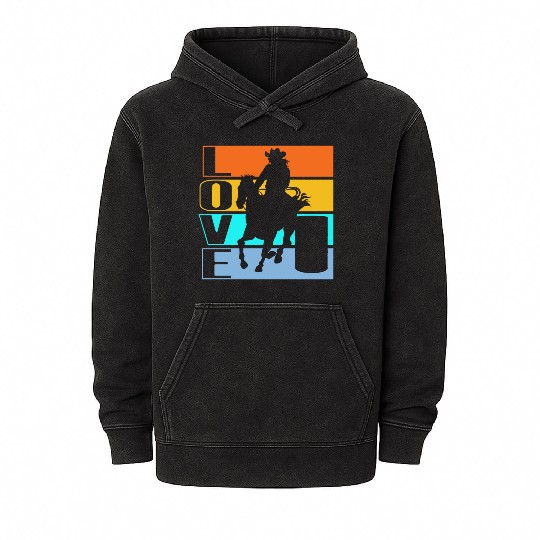 Horseback Riding Equestrian Colorful Horse Lovers Mineral Wash Hoodies