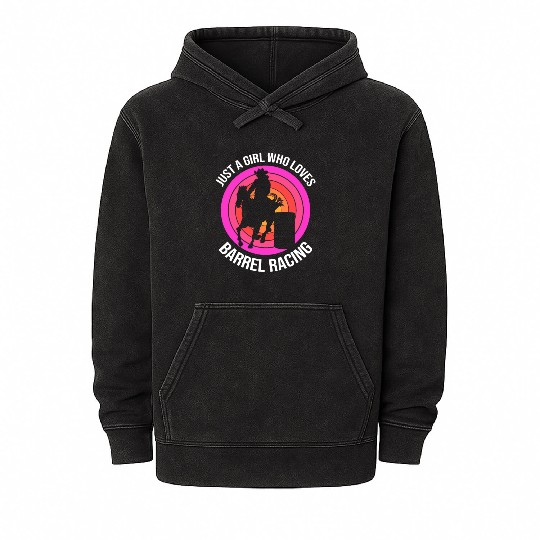 Just A Girl Who Loves Barrel Racing Rodeo Cowgirl Mineral Wash Hoodies