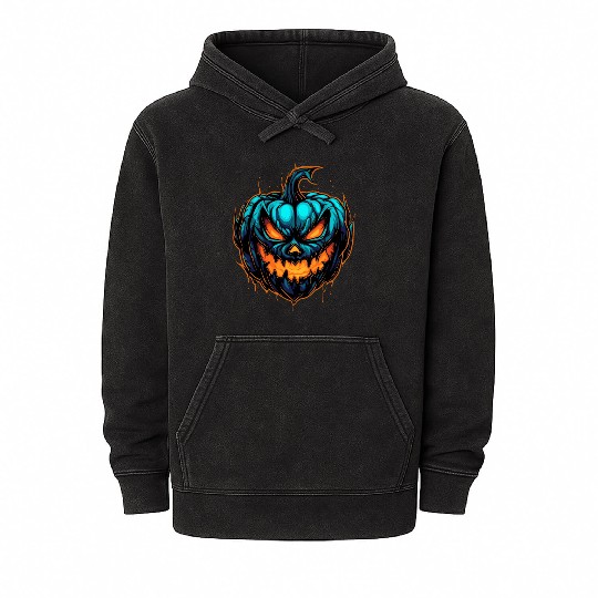 Spooky Colorful Halloween Pumpkin Mineral Wash Hoodies