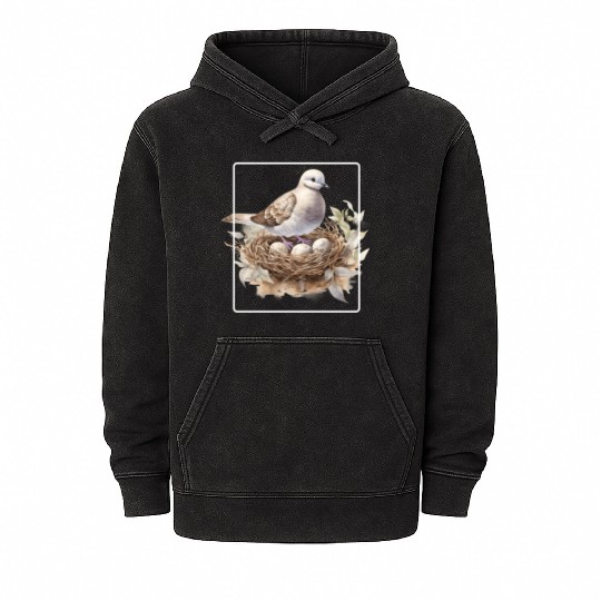 Quail Bird With Eggs Mineral Wash Hoodies