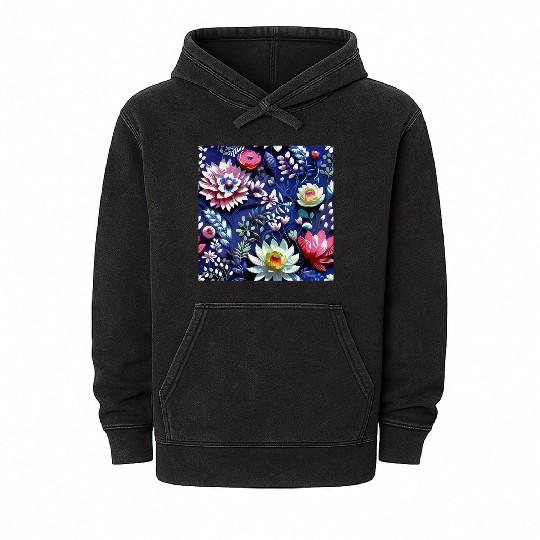 Midnight Floralscape Mineral Wash Hoodies