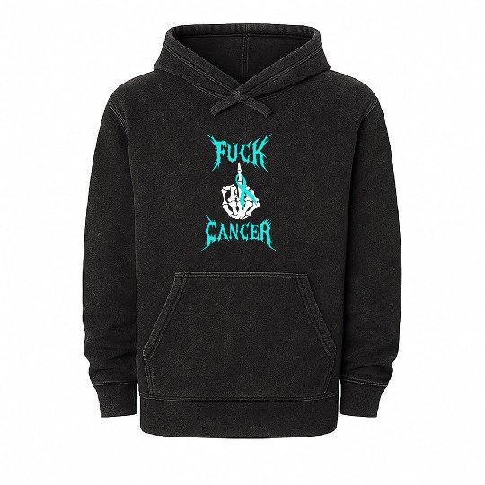 Fuck Cancer Warrior Teal Ribbon Ovarian Cancer Mineral Wash Hoodies
