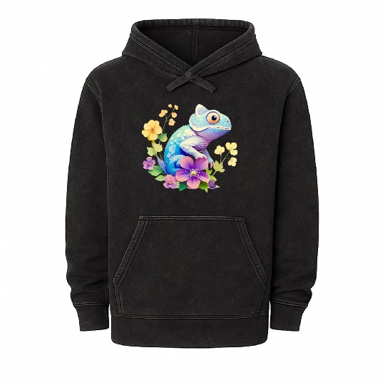 Cute Chameleon for Lizard Pet Lover Mineral Wash Hoodies