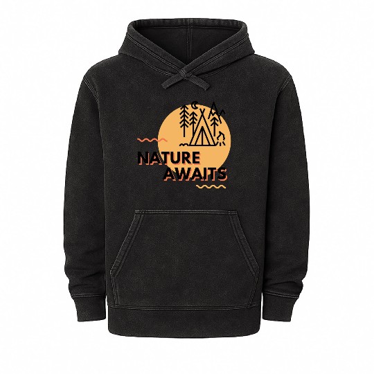 Nature Awaits. Adventure around the corner Mineral Wash Hoodies