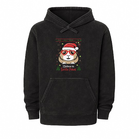 Funny Guinea Pig Christmas Hat i believe Mineral Wash Hoodies