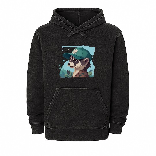Cool Racoon Mineral Wash Hoodies