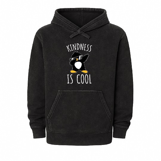 Kindness Is Cool Dabbing Dab Dance Funny Penguin Mineral Wash Hoodies