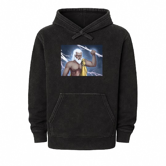 A Titan holding a lightning bolt Mineral Wash Hoodies