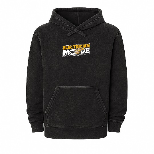 Electrician Mode On Wiremen Powerline Technician Mineral Wash Hoodies
