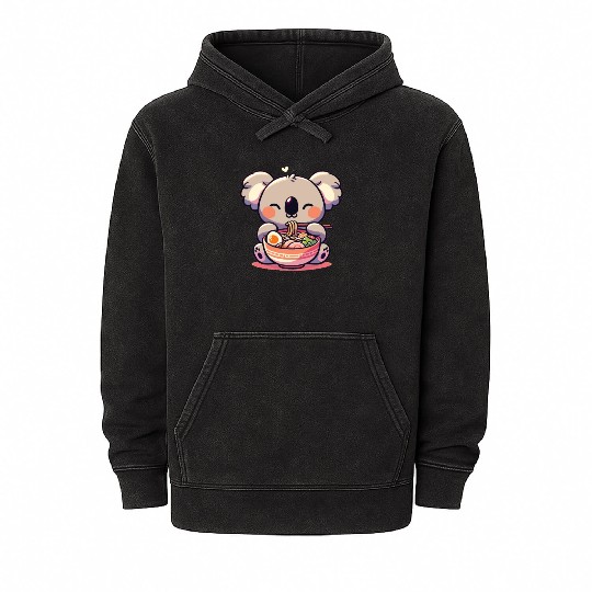 Cute Koala Eats Ramen Noodles Koalas Ramen Mineral Wash Hoodies