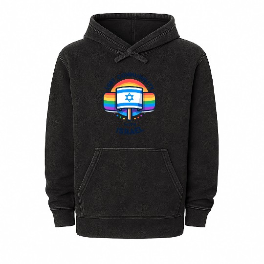 LGBTQ community STANDS WITH ISRAEL Mineral Wash Hoodies