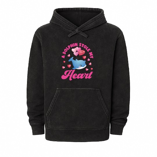 Dolphin Valentines Day A Dolphin Mineral Wash Hoodies