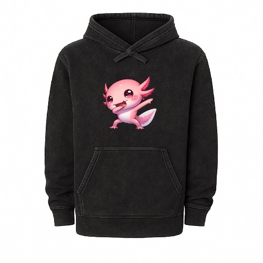 Dabbing Axolotl Kawaii Dance Moves Mineral Wash Hoodies