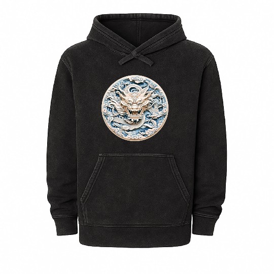 Folklore Dragon Mandala Art Mineral Wash Hoodies