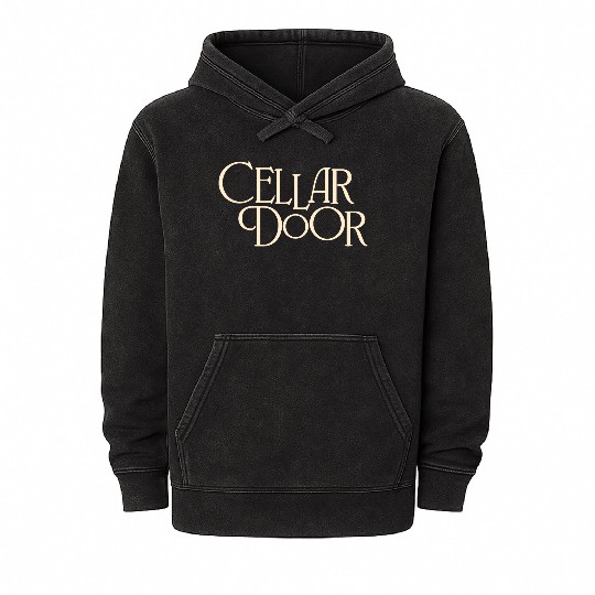 Cellar Door Beautiful Typography in Cream Mineral Wash Hoodies