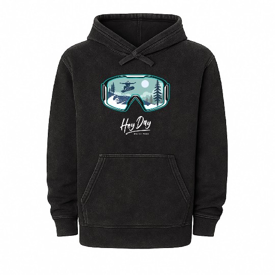 Snowboarding Style logo. By "Hey Day" Mineral Wash Hoodies