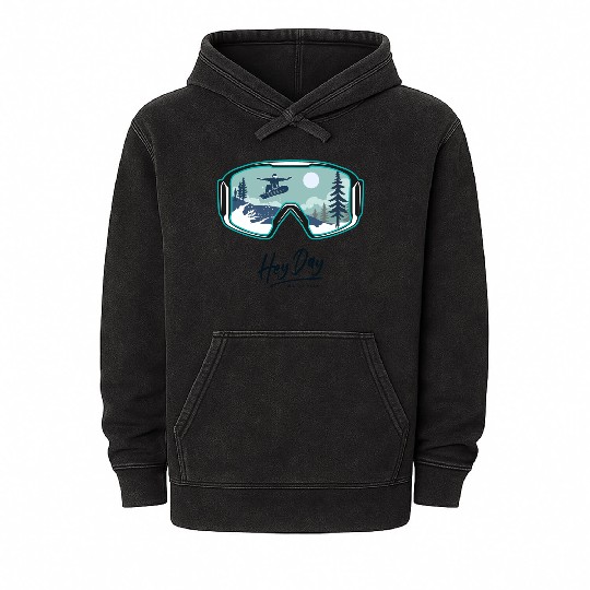 Snowboarding Style logo. By "Hey Day" Mineral Wash Hoodies