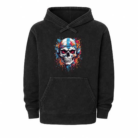 Skull Givin' Raspberry Dk Mineral Wash Hoodies