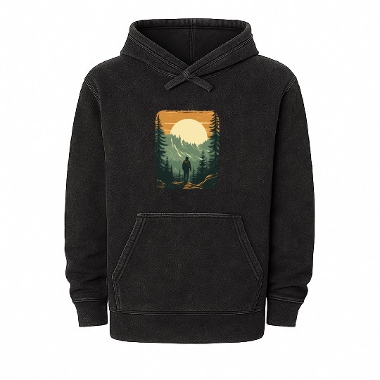 Forest nature trekking adventure Mineral Wash Hoodies