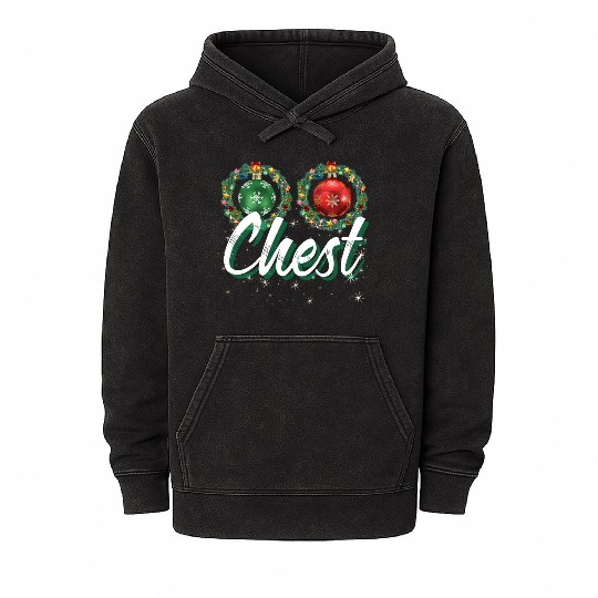 Chest Nuts Christmas Couple Funny Matching Mineral Wash Hoodies
