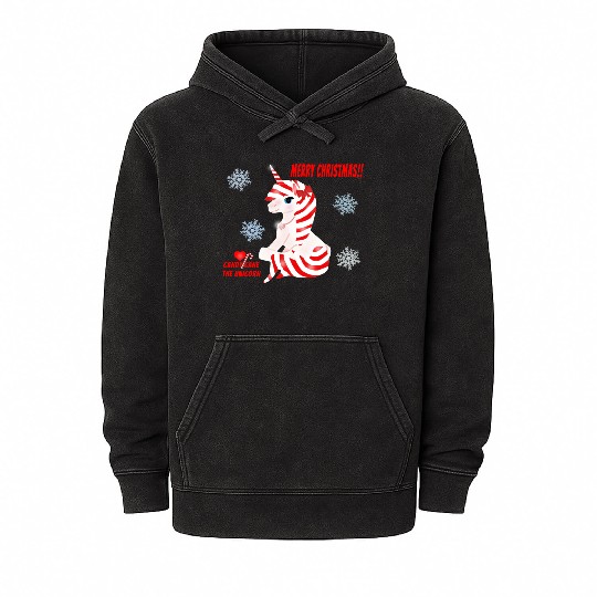 "Candy Cane the Unicorn" (Snowflake Snuggliezz) Mineral Wash Hoodies