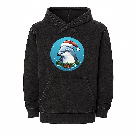 Dolphin Christmas Mineral Wash Hoodies