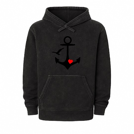 Anchor Heart Seagull Mineral Wash Hoodies