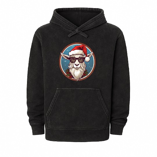 Goat Christmas Mineral Wash Hoodies