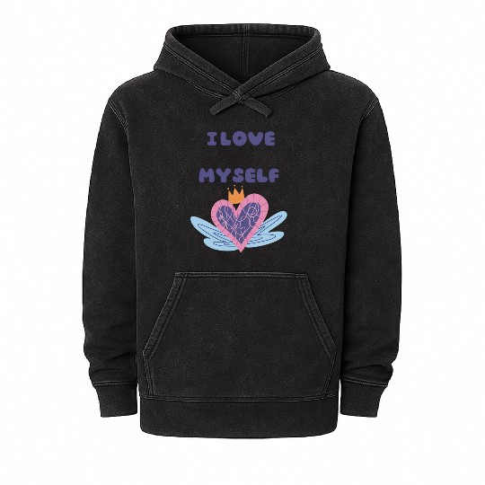 i love myself Mineral Wash Hoodies