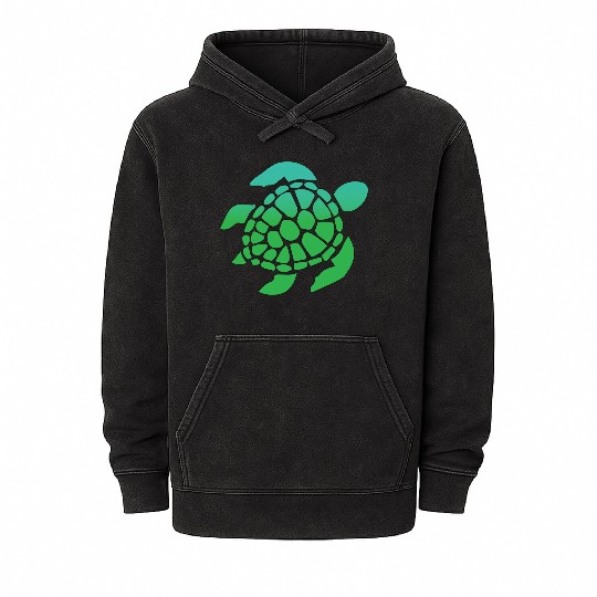 Green Sea Turtle Ocean Swimming Mineral Wash Hoodies