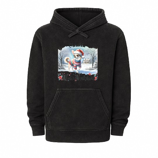Chihuahua In a Winter Wonderland Mineral Wash Hoodies