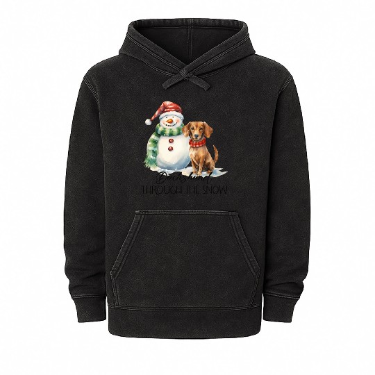 Dachshund Through The Snow Mineral Wash Hoodies
