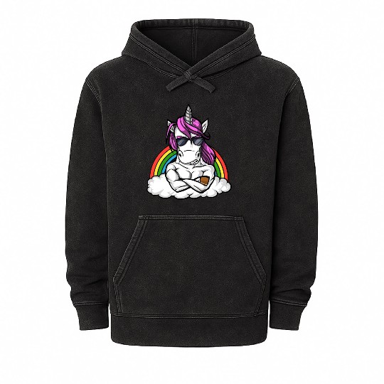 Unicorn Bodybuilder Gym Mineral Wash Hoodies
