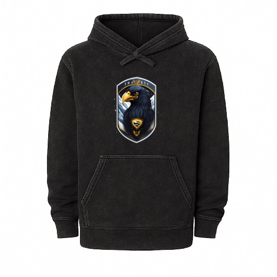 Frost Fury: Ravens of the North - Angry Black Eagl Mineral Wash Hoodies