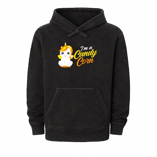 Unicorn Candy Corn Candycorn Halloween Mineral Wash Hoodies