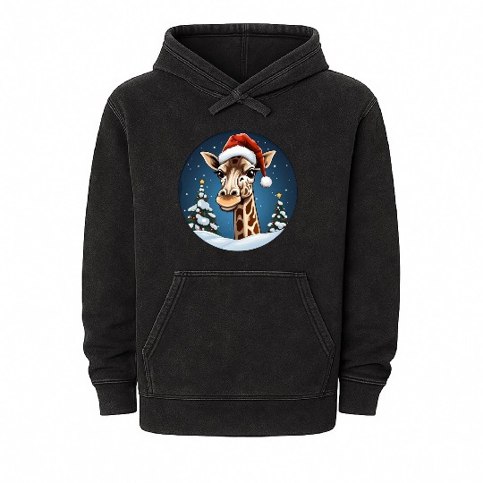 Giraffe Christmas Mineral Wash Hoodies