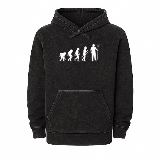 Farmer Evolution Of Farmer Funny Farming Mineral Wash Hoodies