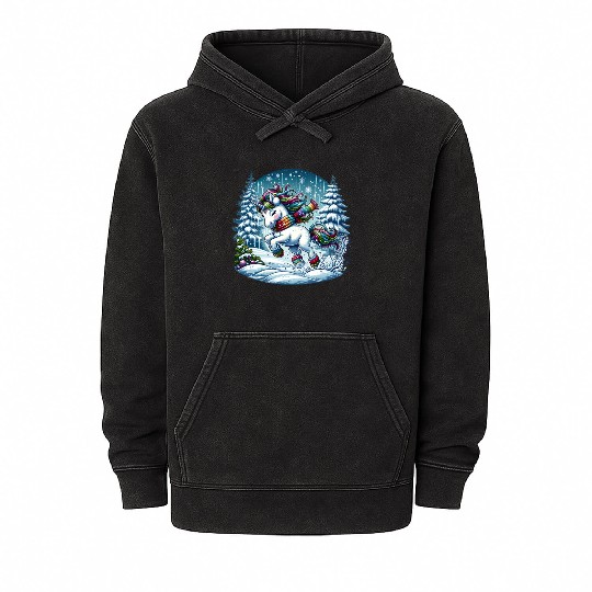 Unicorn in a Winter Wonderland Mineral Wash Hoodies
