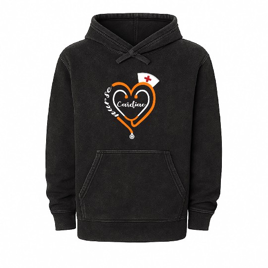 Cardiac Nurse Halloween Stethoscope He Rn Mineral Wash Hoodies