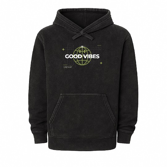 Good v-i-b-e-s Streetwear Mineral Wash Hoodies