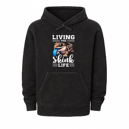 Lizard Collector Reptile Lover Blue Tongue Skink Mineral Wash Hoodies