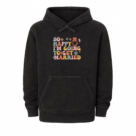 Bride Bridal Party Engagement Mineral Wash Hoodies