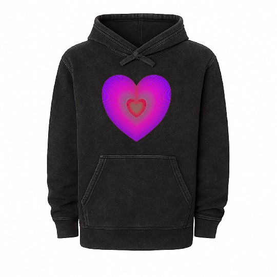 Purple Heart Beating Mineral Wash Hoodies
