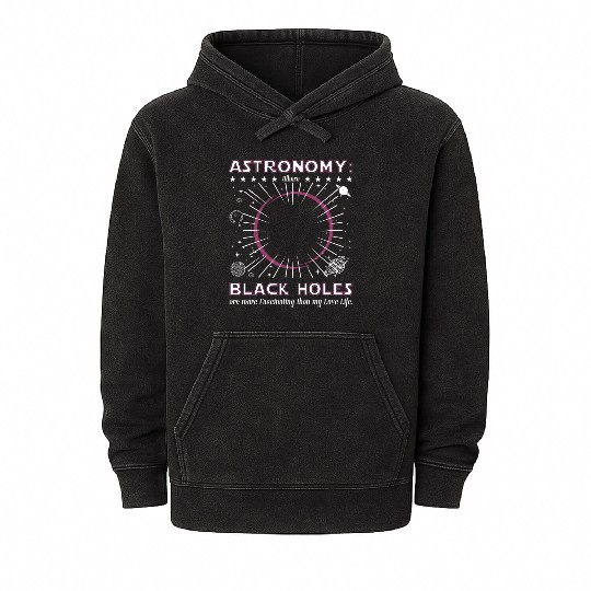 Astronomy black hole Mineral Wash Hoodies